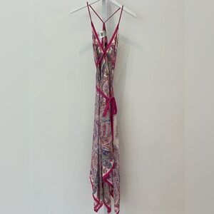 ETRO PINK MULTI VISCOSE SILK MAXI DRESS MODEL 16314 ONE SIZE NWTS!